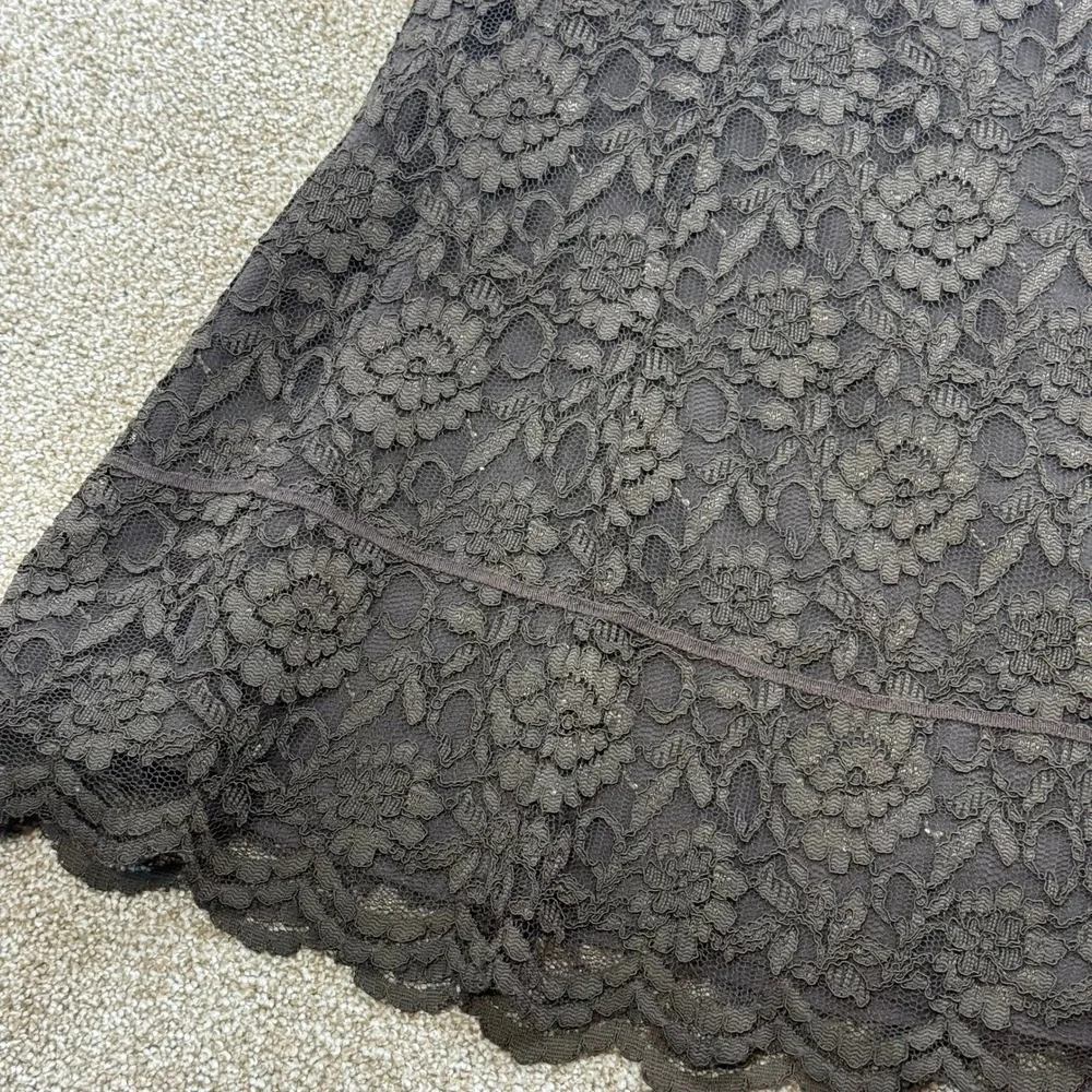 Old Navy Womens 6 Brown Floral Lace A Line Skirt Scalloped Boho Cottagecore